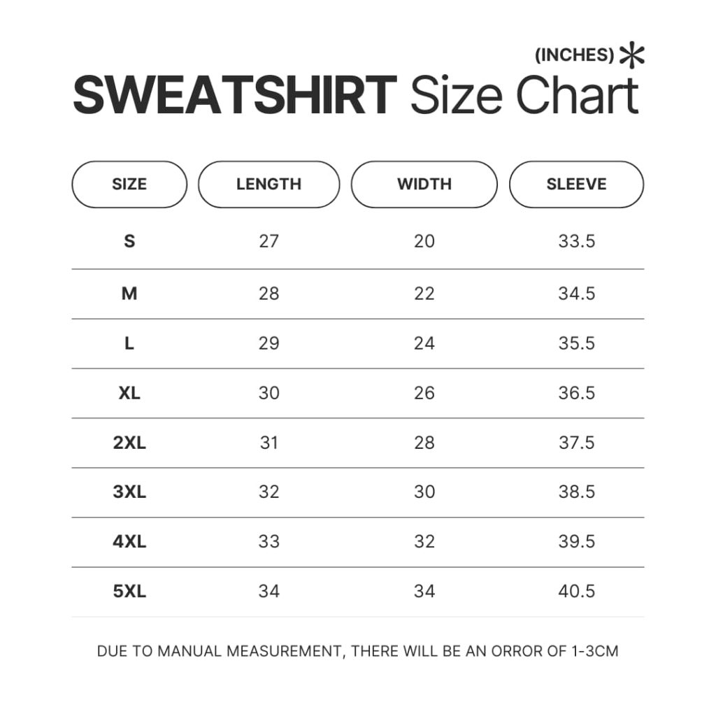 Sweatshirt Size Chart - GeorgeNotFound Shop